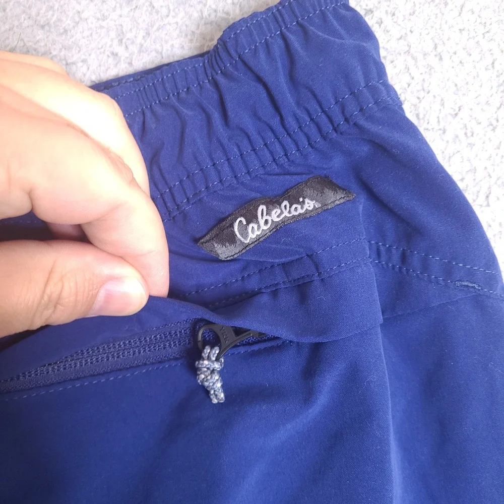 Cabela's Cargo Shorts Mens Large 36 Blue Hybrid‎ Swim Wear Lined Fishing Belted